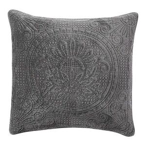 One Pottery Barn Gray Velvet Medallion Euro Sham, Excellent Condition